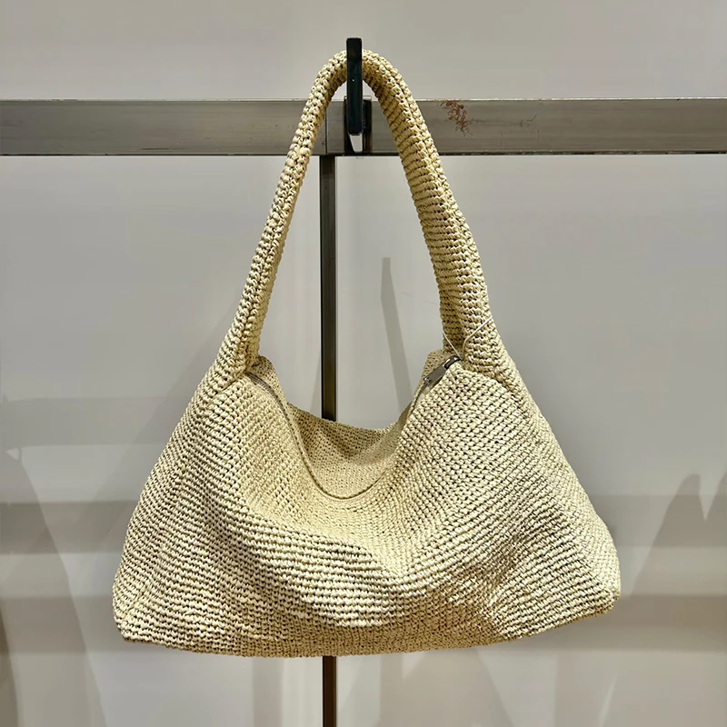 

Плетеная сумка-тоут с толстыми ручками, вместительная сумка через плечо, для летнего пляжного отдыха, ежедневных поездок, минималистичная универсальная сумка
