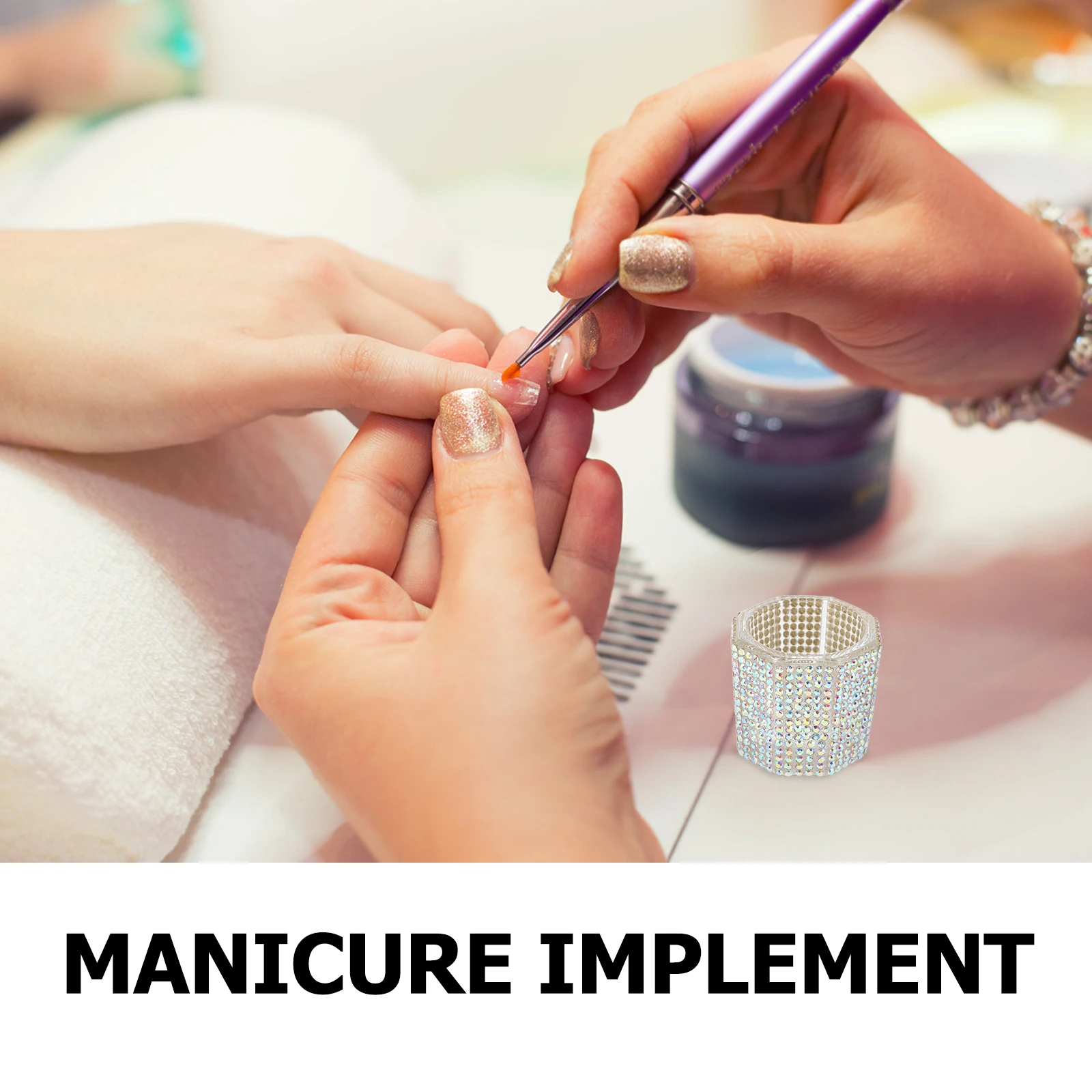 3Pcs Nail Art Brush Washing Cups Crystal Rhinestone Octagon Shape Stable Design Multifunctional Manicure Tool Organizer Nail