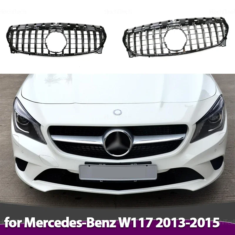 Car Front Hood Grille for Mercedes Benz CLA-Class W117 C117 X117 CLA180 CLA200 CLA250 2013-2015 Replacement Gloss Black Grilles