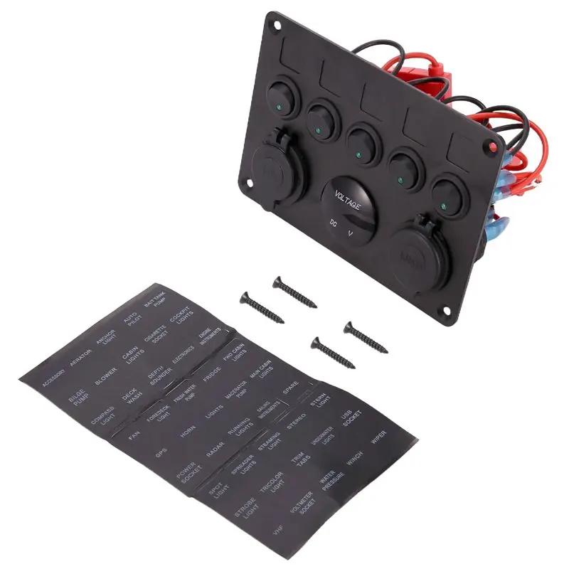 

AEF3-5 Gang 12 В/24 В линейный блок предохранителей светодиодный переключатель панель двойной USB автомобиль лодка грузовик кемпер