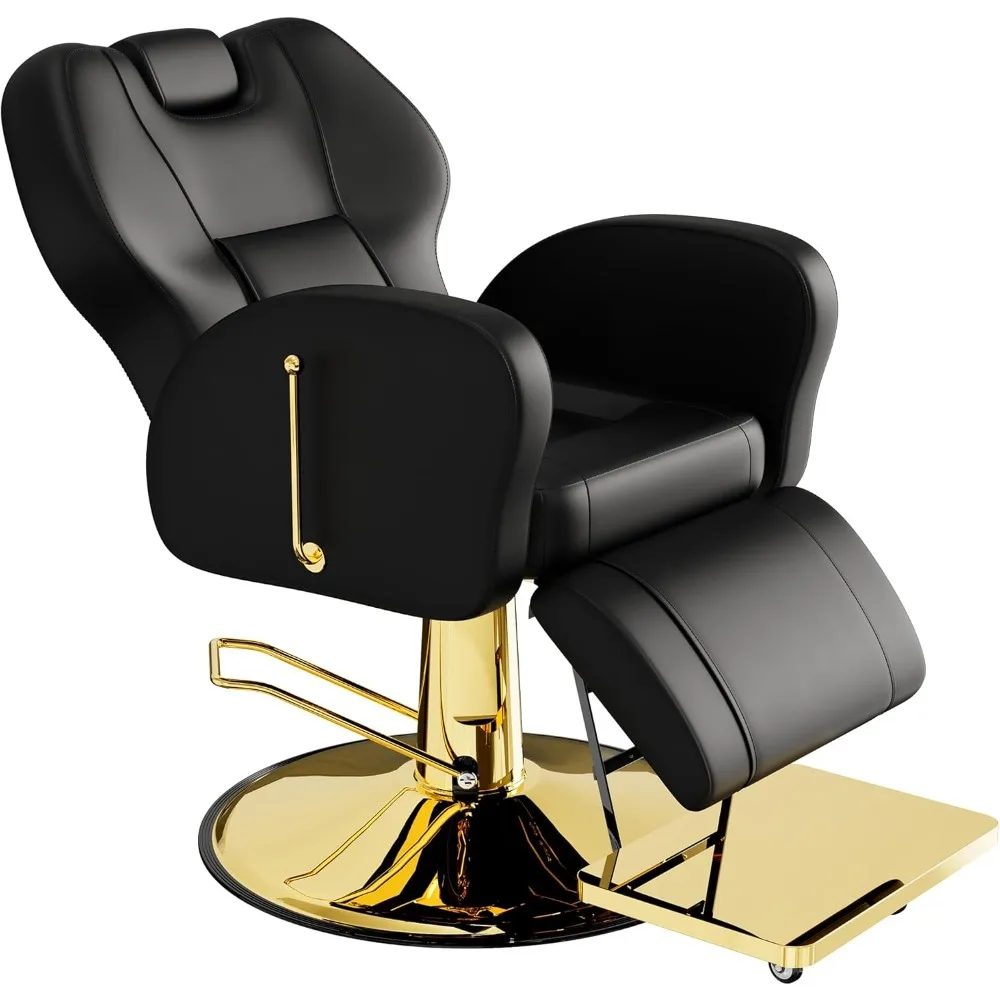 

Comfortable Barber Chair, Reclining Salon Chair for Hair Stylist, All-Purpose Hair Chairs with Heavy-Duty Steel Frame, Shampoo
