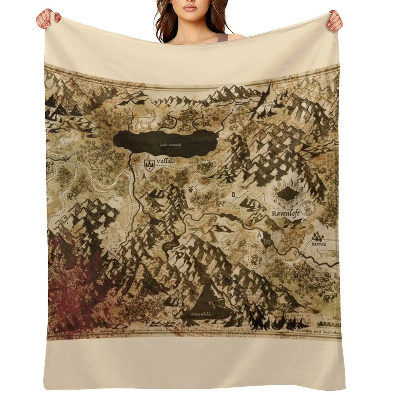 

Dr. Rudolf Van Richten's Annotated Map Of Barovia Throw Blanket Flannels for winter decorative Summer Beddings Blankets