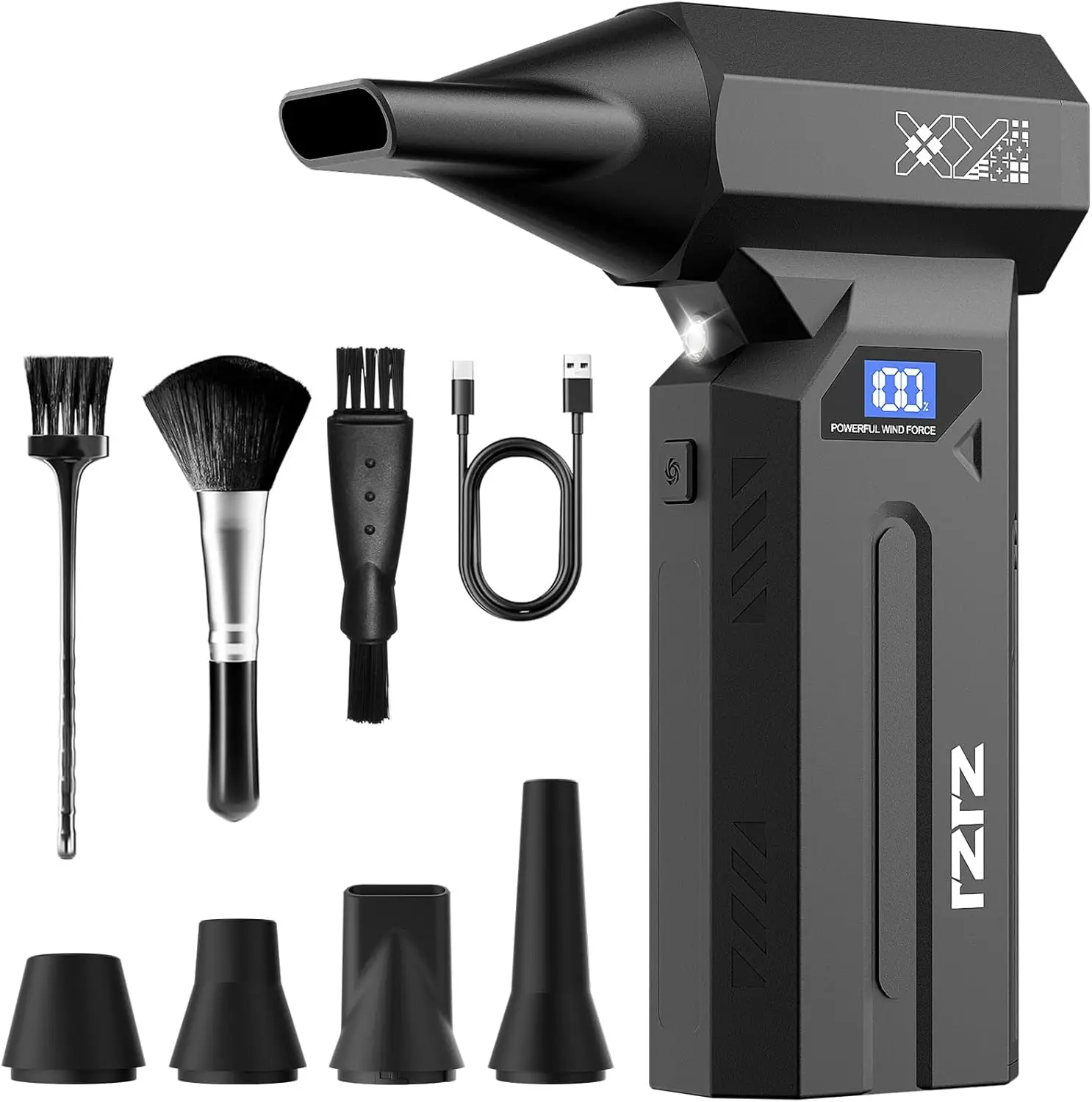 

Беспроводной воздуходув 150000 об/мин, 4-скоростной регулируемый, с LED-подсветкой, перезаряжаемый, для компьютера, клавиатуры, дома, автомобиля