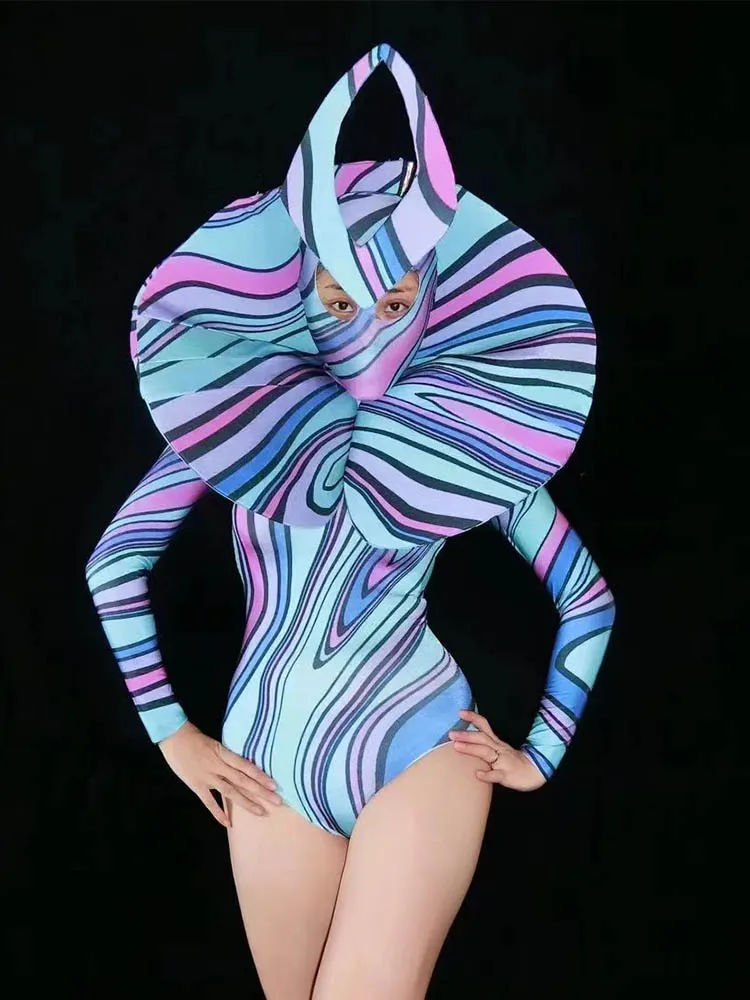 Sexy Striped Printed Hooded Elastic Jumpsuit 2024 New Fashion Custom Women'S Clothing