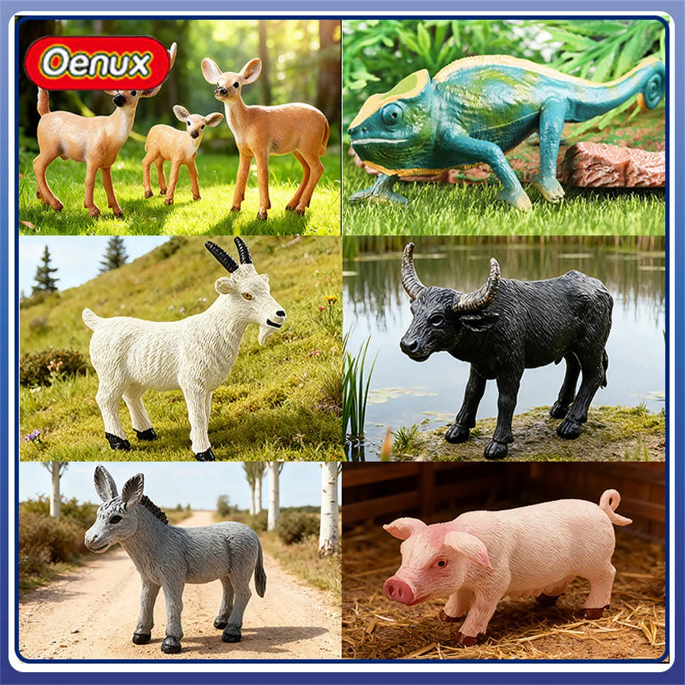 Figuras de animales en miniatura de plástico sólido Oenux: Ardilla, comedor de hormigas, chinchilla, canguro de árbol, erizo, angora, capibara, suricata, decoración.