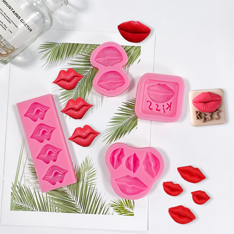 DIY Handmade Cake Decoration lips Red Lip Flip Sugar Silicone Mold, Valentine\'s Day Lip Print, Chocolate Baking Mold