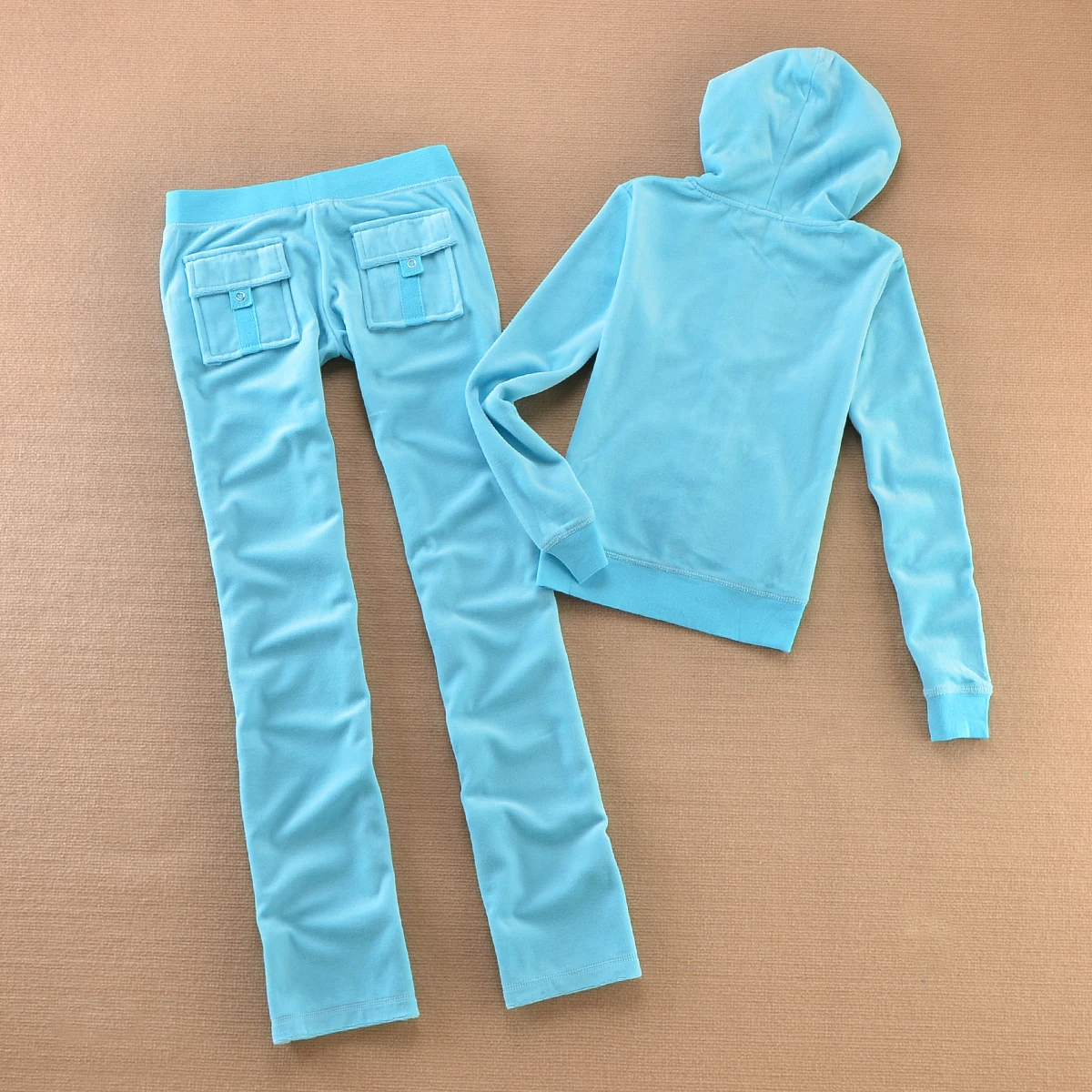 2024 Fashion Brand Velvet Tracksuit Women Spring/Fall Women's Rhinestone Sweatshirt and Pocket Pants Suit Two Piece Set