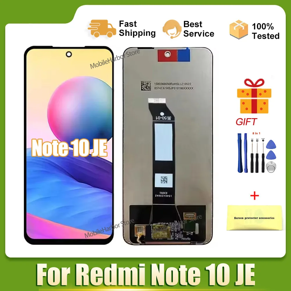 Tested OEM Amoled For Xiaomi Redmi Note 10 JE LCD Display Note10je Touch Screen Note10 JE Digitizer Assembly Replace Pantalla