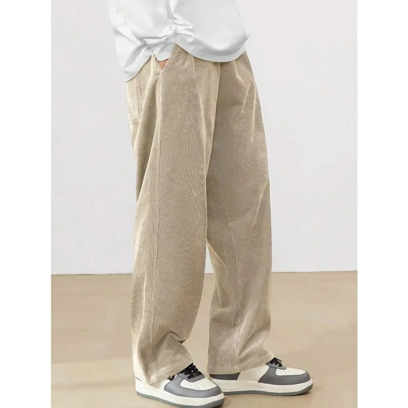 Autumn Winter Warm Motorcycle Jogger Corduroy Pants Men Tech Fleece Sweatpants Casual Harem Pants Male Sport Thermal Trousers