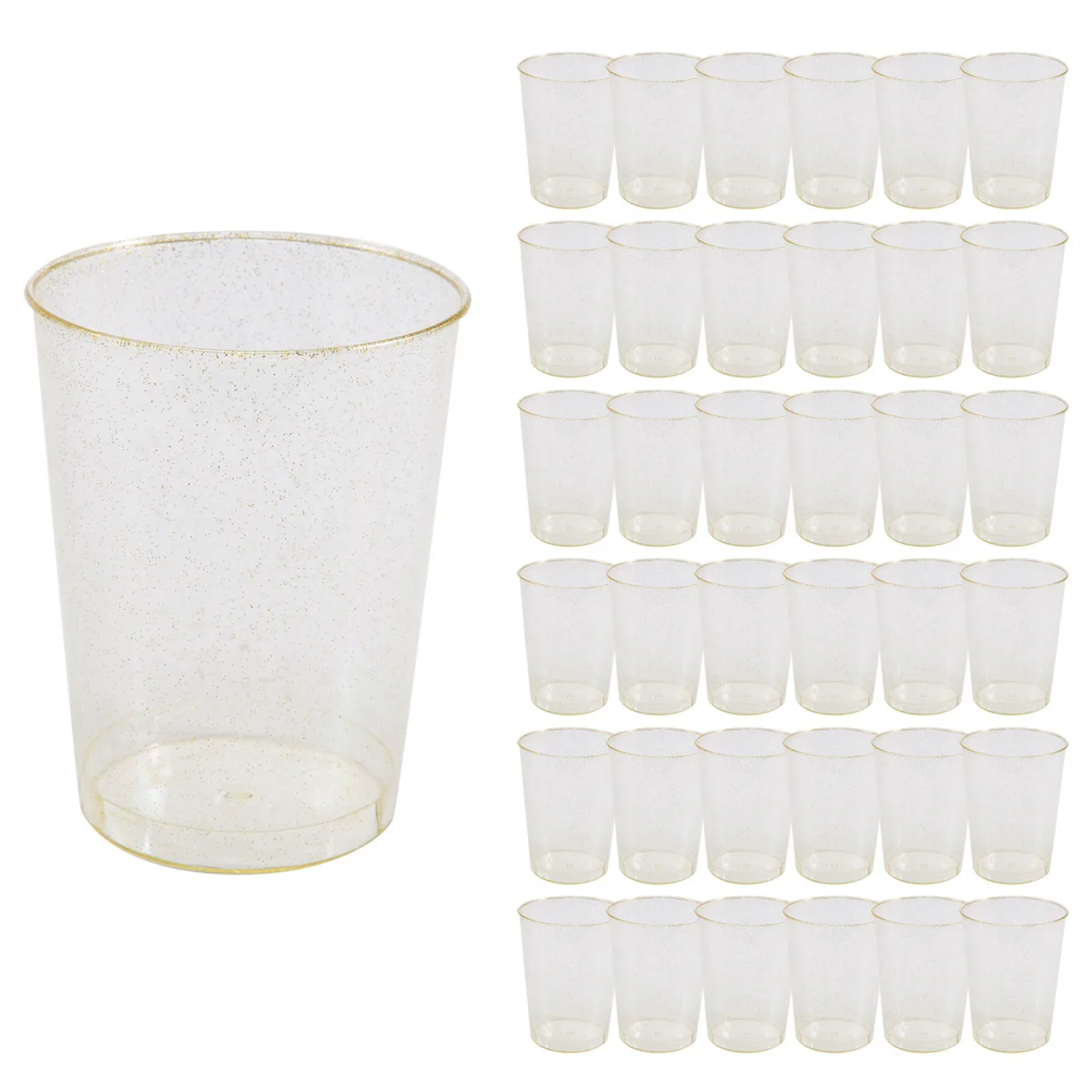 Clear Plastic Cups, Gold Glitter Plastic Tumblers Reusable Drink Cups Party Wine Glasses for Champagne Cocktail Dessert