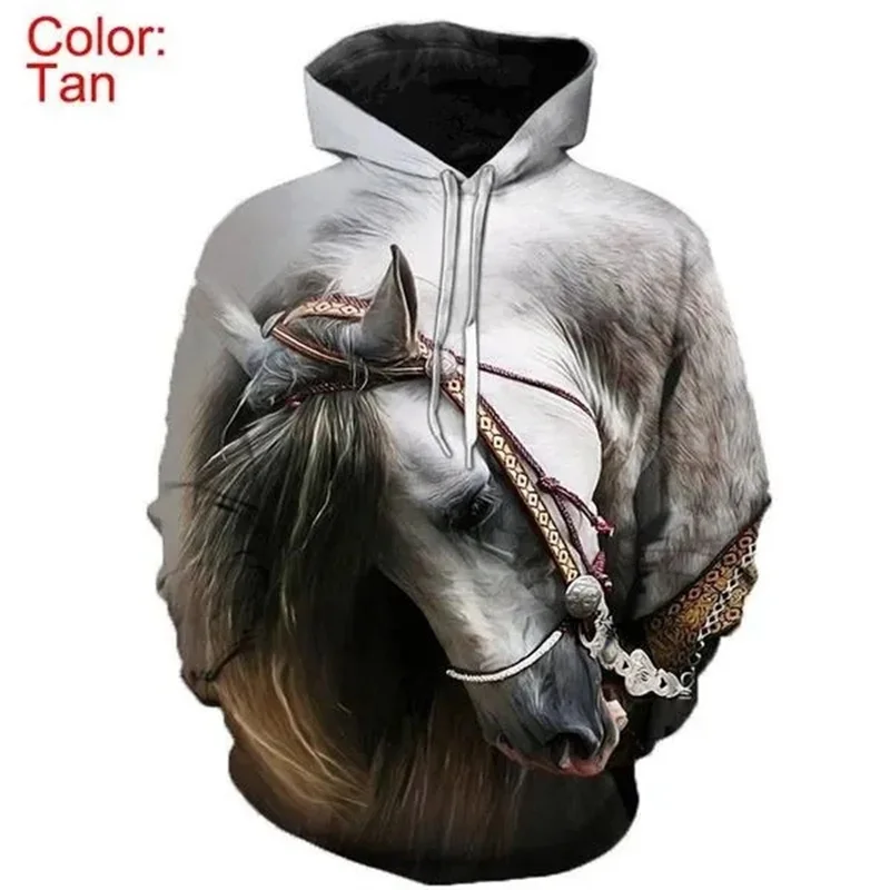 Horse Steed Animal Hoodie Men Clothing 3D Thoroughbreds Printed New in Hoodies Women Harajuku Fashion y2k Pullovers Hooded Hoody