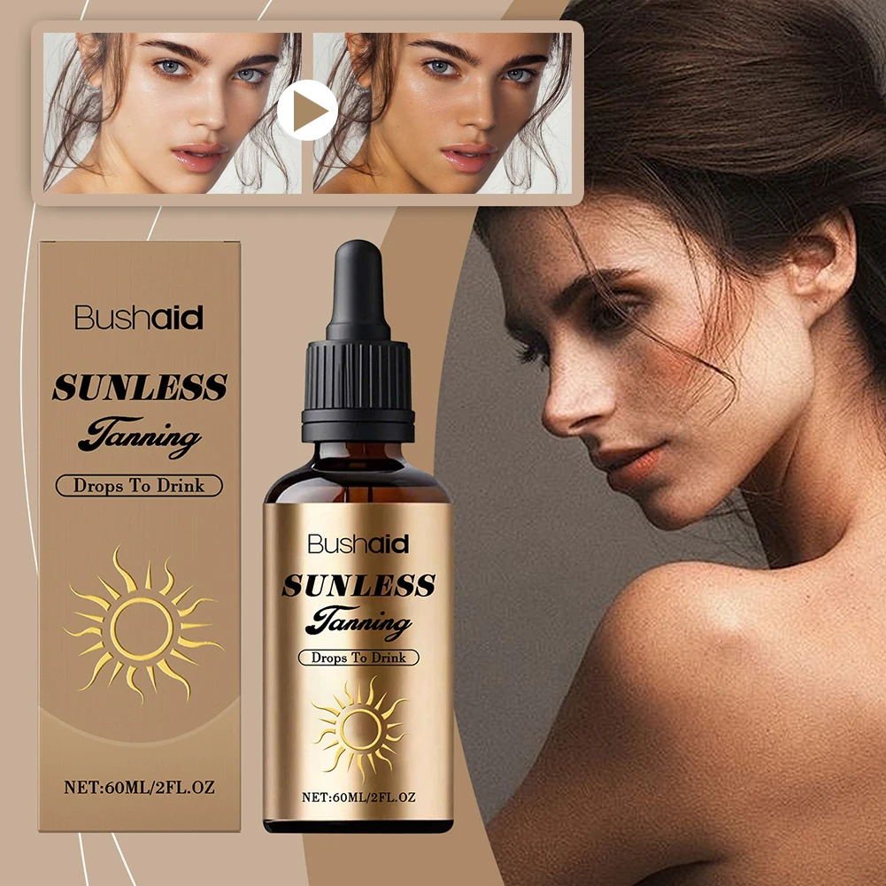 

60ml Face Illuminating Self-Tan Drops Oral Drinkable Ultra Dark Buildable Self Tanning Drops No Sun Required For Men Women