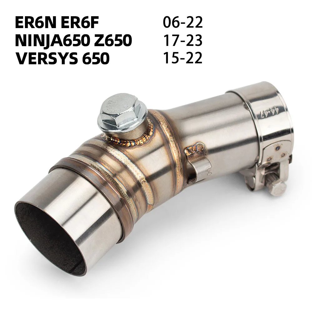 

Motorcycle Exhaust Modify Stainless 51MM Escape Adapter Middle Link Pipe For Kawasaki ER6N ER6F 2006-2022 Versys 650 2015-2022