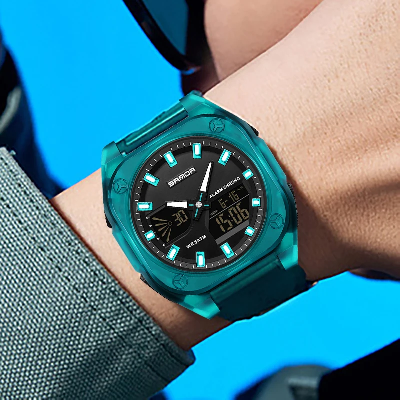 

Мужские спортивные цифровые часы с двойным дисплеем 2025, лучший бренд класса люкс, мужские кварцевые наручные часы для мужчин, многофункциональные наручные часы