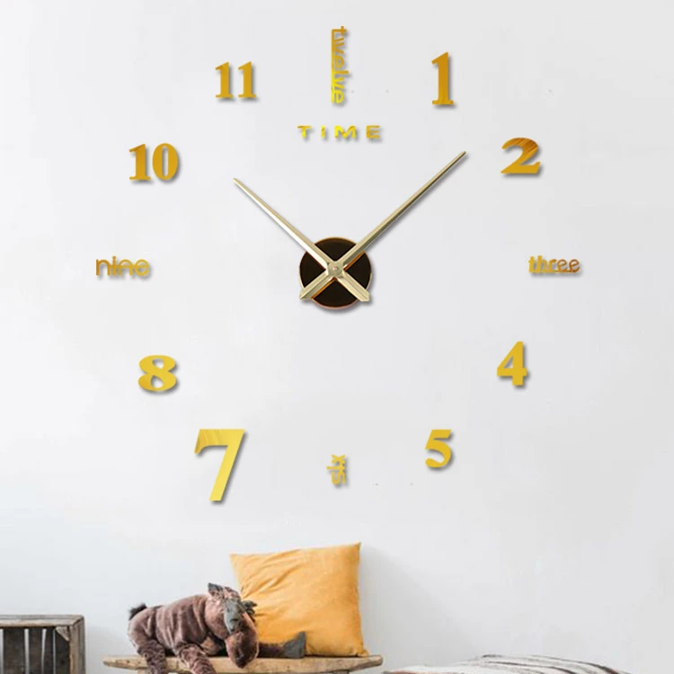 Modern 3D DIY Wall Clock – Large Acrylic Mirror Quartz Clock for Living Room, Home Décor, and Fashionable Interiors 3