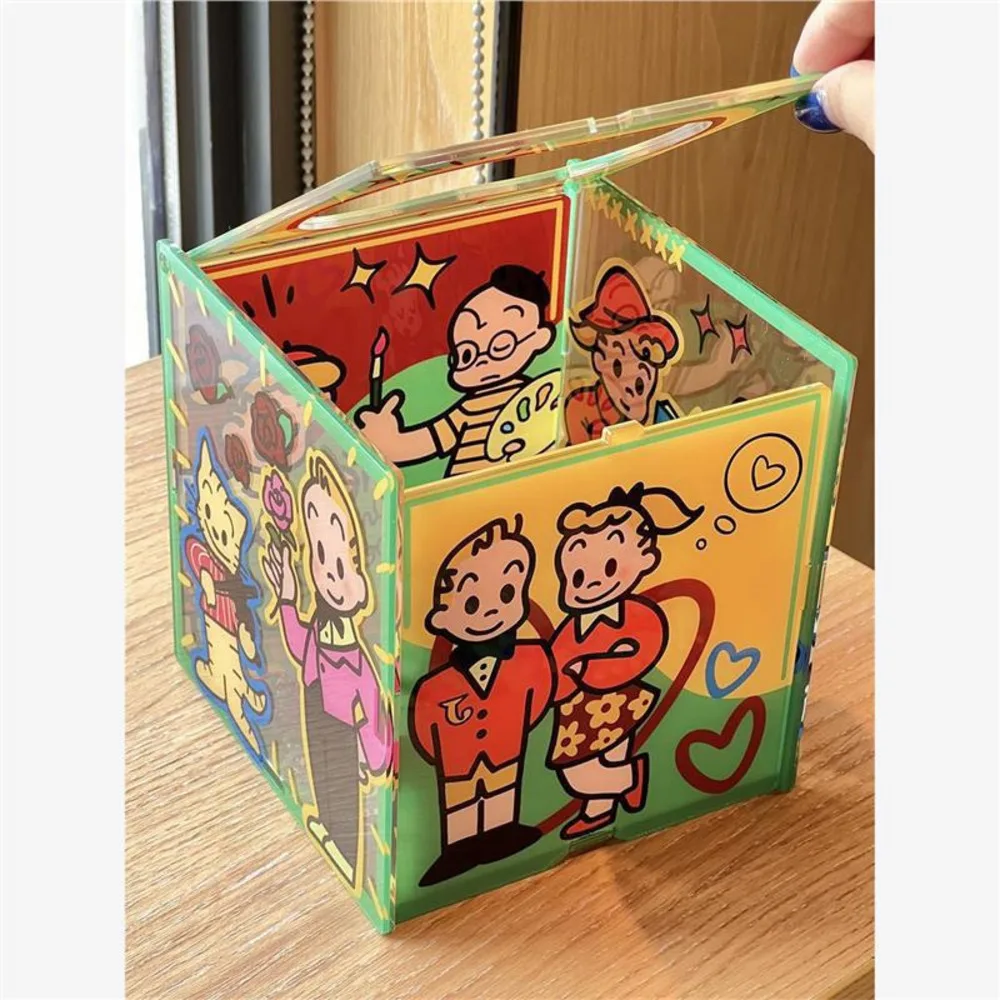 

Cute Acrylic Desktop Organizer Box with Flip Lid Candy Storage Container Creative Makeup Holder Decorative Tray for Home Office
