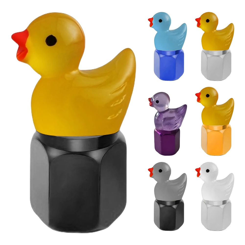 4Pcs Cute Duck Glow in The Dark Tire Valve Caps Auto Tire Valve Stem Caps for Cars Motorcycles and Bicycles