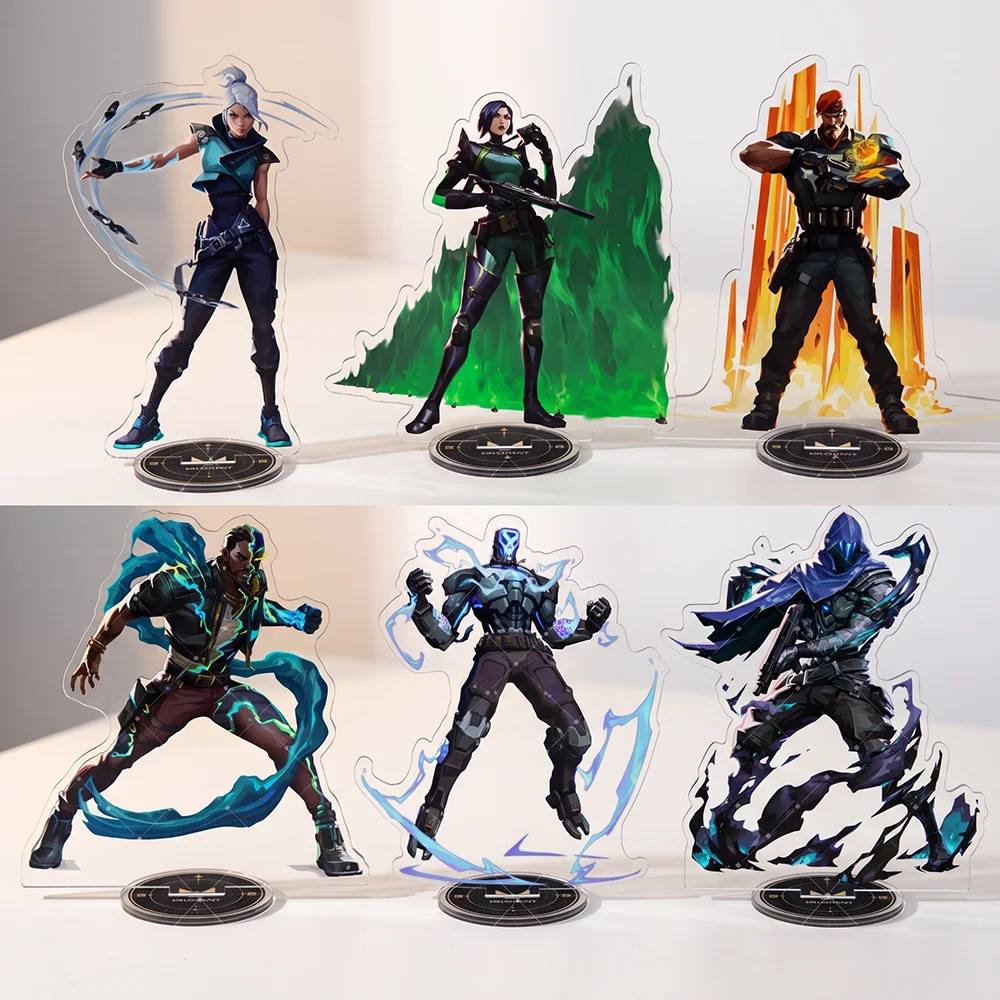 Hot Game VALORANT Jett Omen Neon 15CM Anime Acrylic Stand Keychain Game Character Desktop Tabletop Ornament Gamer Fans Gift
