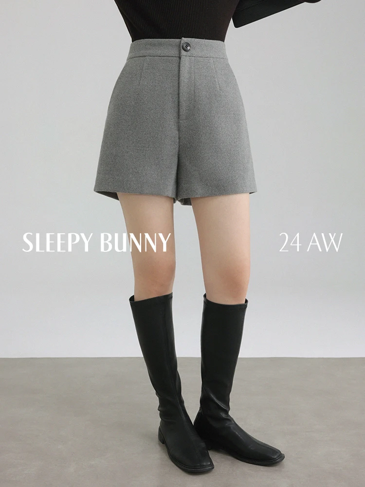 Elegant Wool High Waist Shorts A-Line Wide Leg Shorts Women Slimming Winter Casual Bottoms Office Commuter Style Autumn Outfit