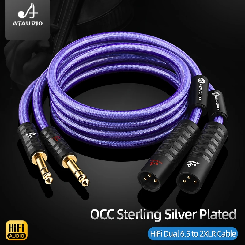 HiFi Dual 6.5mm TRS Male to 2XLR Male/Female Balanced Audio Cable OCC Sterling Silver Plated Cord for Amplifier Speaker