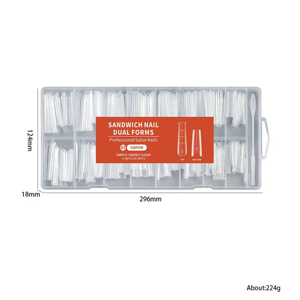 256Pcs Full Cover Nail Extension Forms, Dual Form Nail Tips, Quick Gel Nail Building System image 6