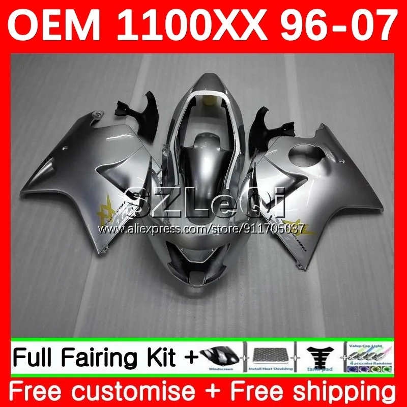 OEM Blackbird For HONDA CBR 1100 XX 58No.13 CBR1100XX Hot silver 1996 1997 1998 1999 2000 2001 1100XX 02 03 04 05 06 07 Fairing