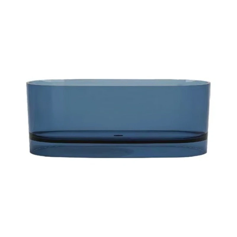 Modern freestanding bathtub with air massage function, 4 color options, 2 sizes, smoky gray clear glass resin, hotel use