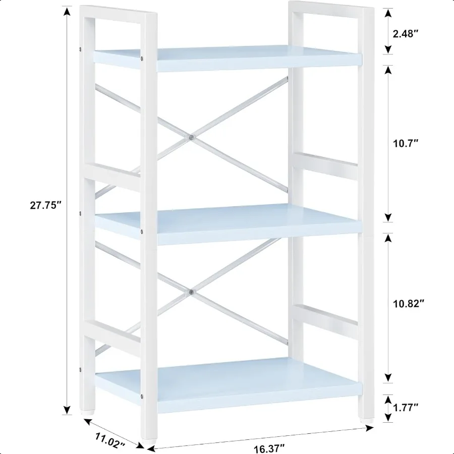 Bookshelf 3 Tier Industrial Bookcase Metal Small Bookcase Rustic Etagere Book Shelf Storage Organizer for Living Room Bedroom a