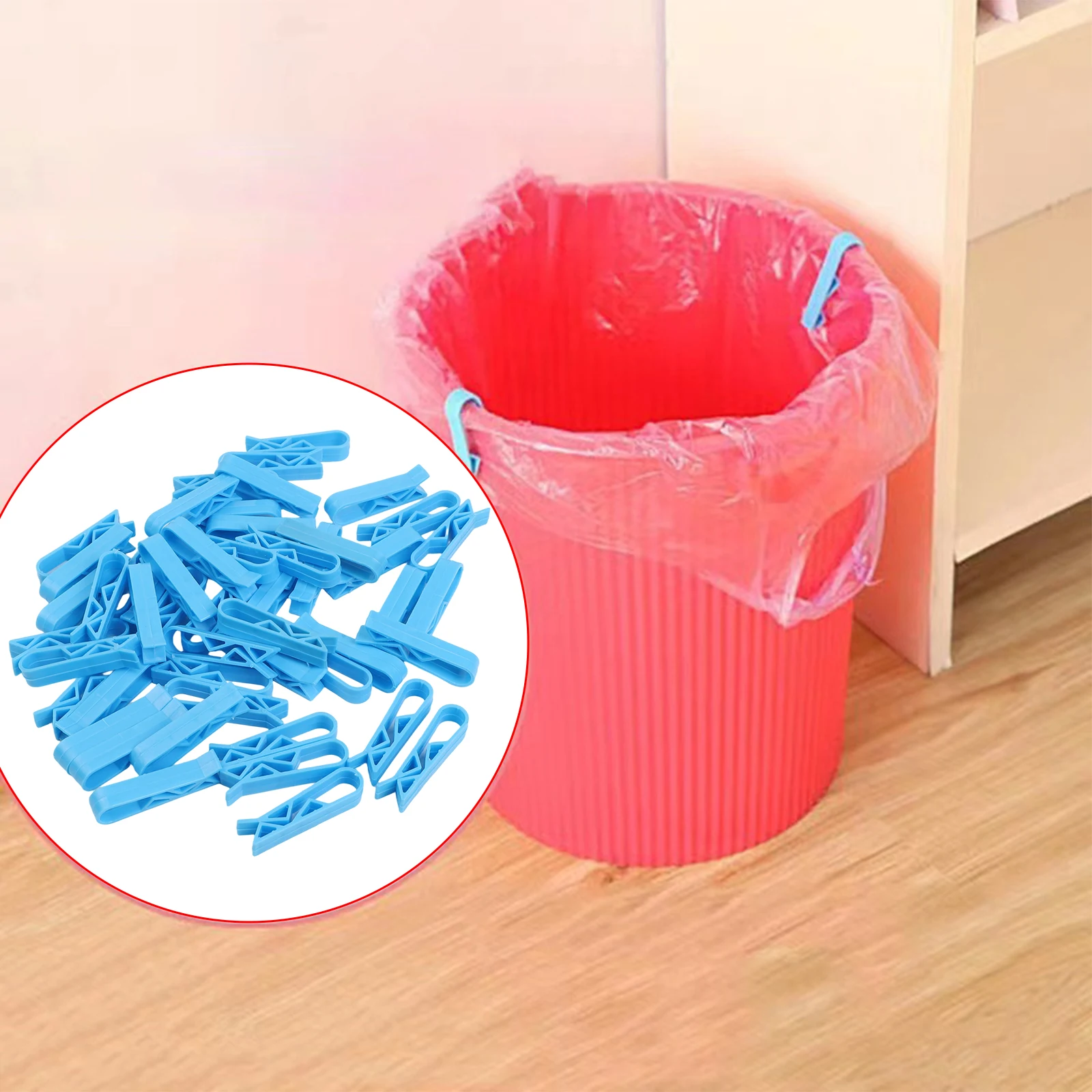 50 Pieces Garbage Bag Fixed Clips Anti Slip Plastic Trash Holder for Kitchen and Bathroom Waste Bin Organization