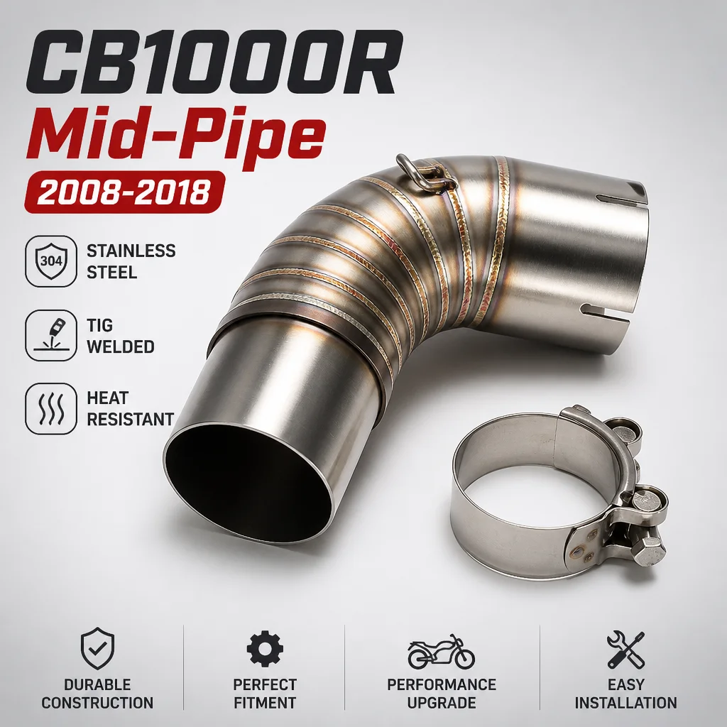 Stainless Steel Exhaust Mid Link Pipe Fit Honda CB1000R Hornet 2008-2018 Burnt Ti Weld Connect Tube With Clamp
