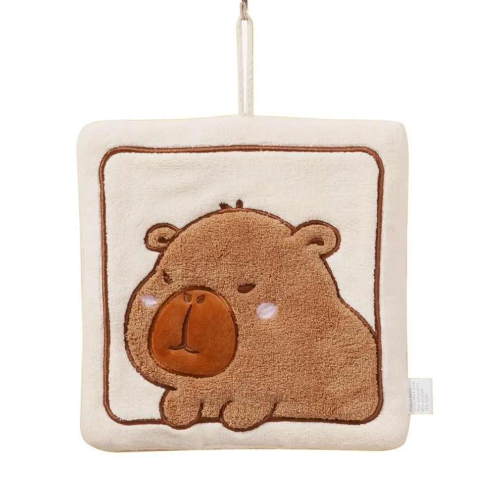 Coral Velvet Hand Towel Cartoon Wall-mounted Toilet Handkerchief Capybara Strong Water Absorption Bathroom Kerchief