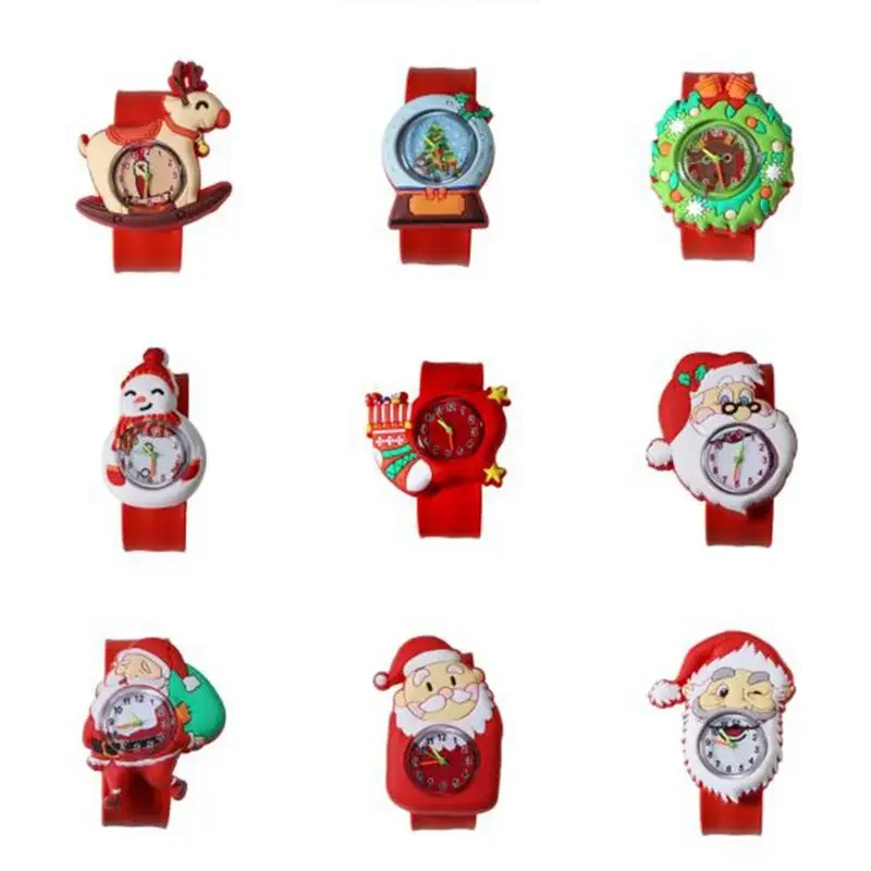 Christmas Gift For Children's Watch Boy Girls Kindergarten Elementary School Students Cartoon Clap Watch Snap Ring Wristwatch