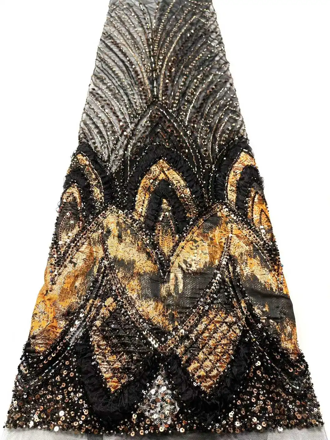 Luxury African Lace Fabric 2026 High Quality Sequins Beads Lace Fabrics For Nigerian Wedding French Velvet Lace Fabric