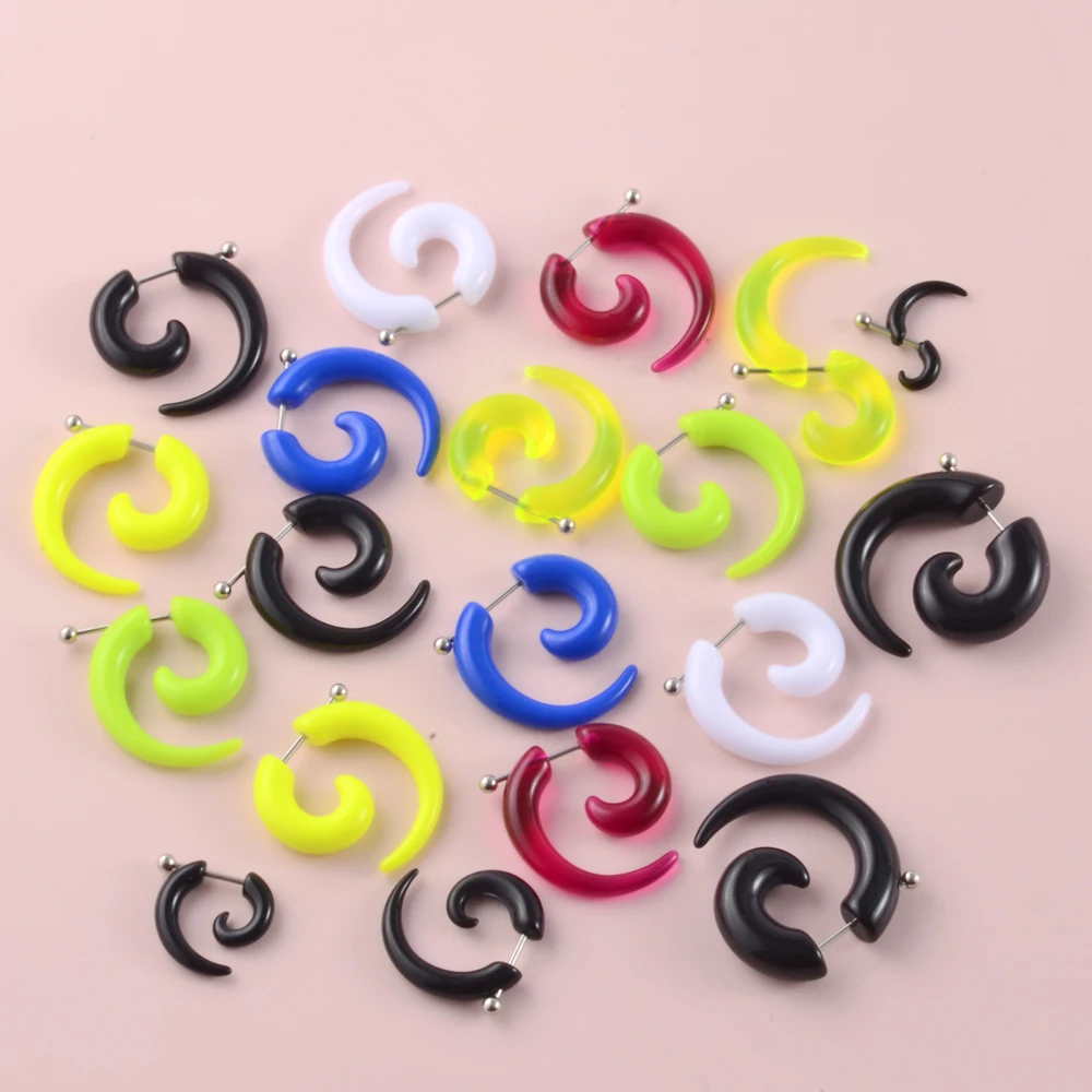 Pair Acrylic Spiral Ear Taper Fake Ear Stretcher Expanders Gauge Earlobe Earring Piercing Body Jewelry Tunnel And Plugs