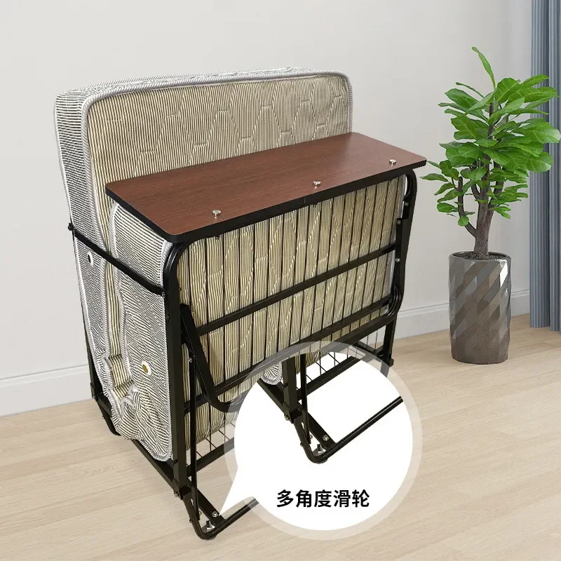 Foldable Rollaway Bed with Spring Mattress Single Extra Bed for Dormitory Hotel Home Temporary Guest Nanny Lunch Break Cot