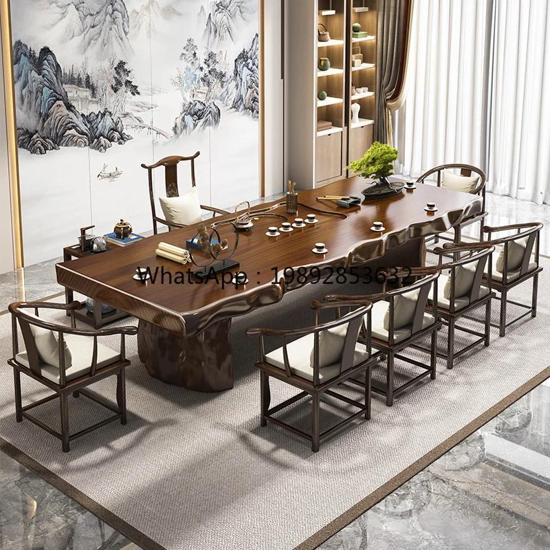 

DF Solid Wood Tea Table 2025 New High-End New Chinese Style Tea Brewing Table Light Luxury Tea Table Office