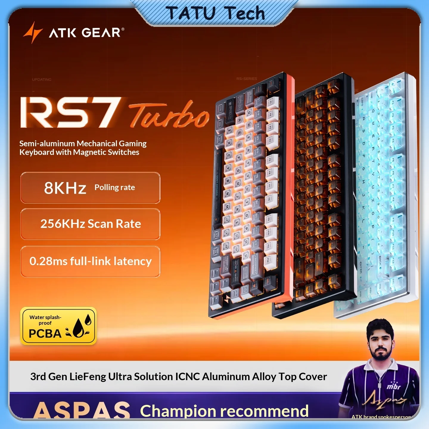 ATK RS7 Turbo 75% Layout Wired Single Mode Magnetic Switch Gaming Keyboard Low Latency 8KHz Polling Esports Keypad For Valorant