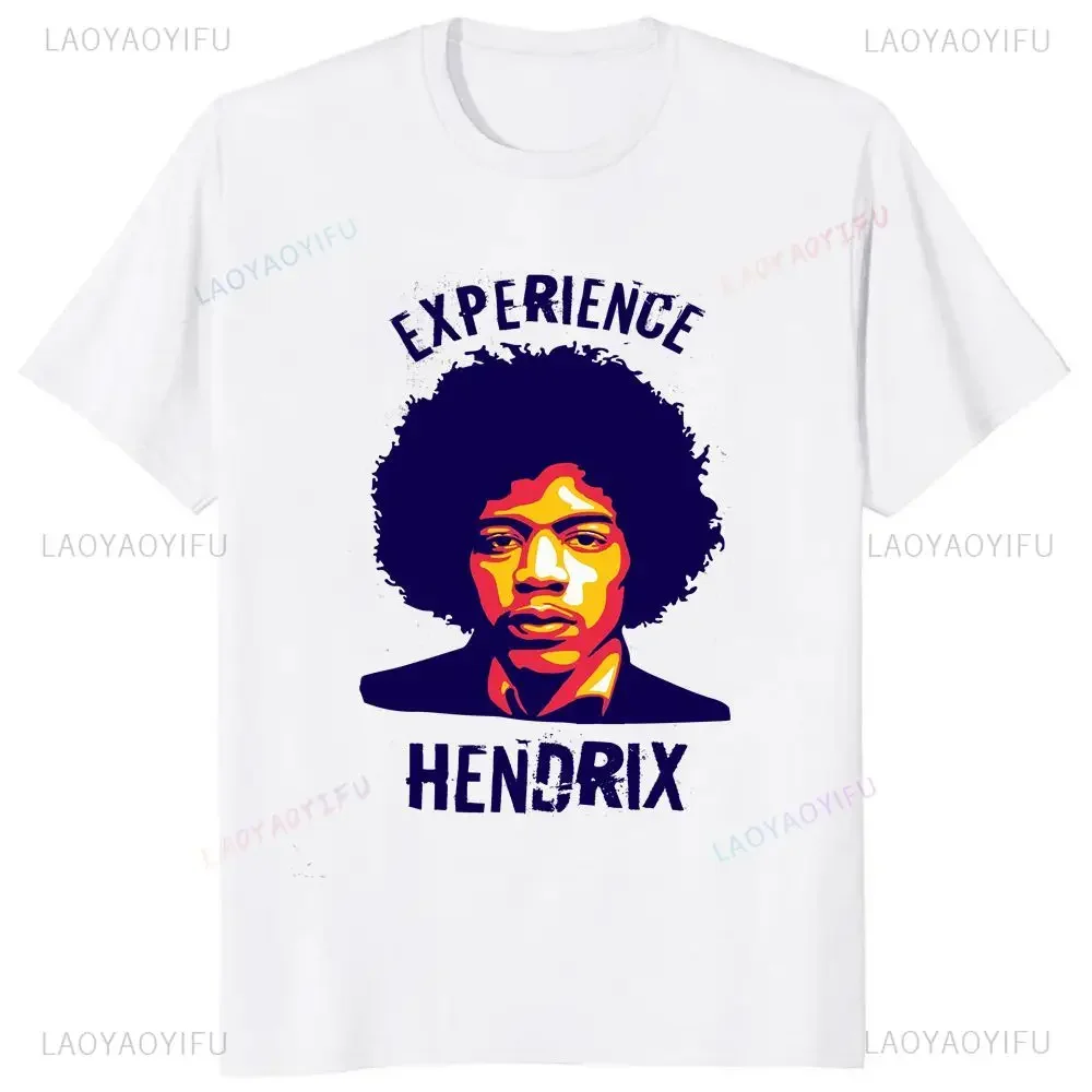 Vintage Jimi James Hendrix Monterey Portrait Print T-shirt Summer Trend Harajuku Short Sleeve Unisex Graphic Oversized T-shirt