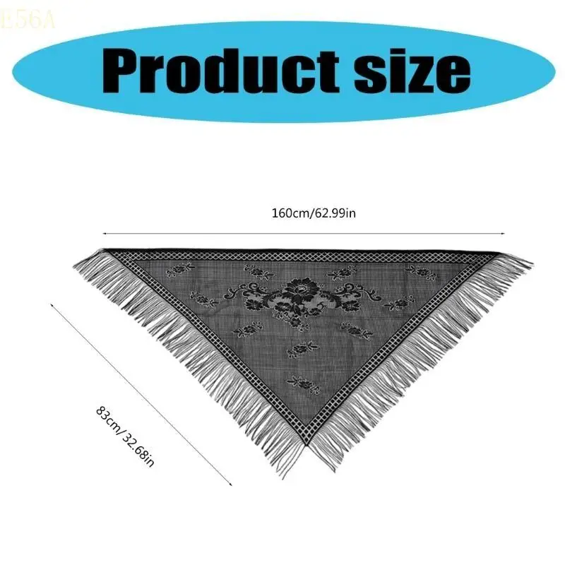 

E56A Hollow Out Triangular Shoulder Wrap Shawl Stylish Tassels Bandana Scarf Neckwear