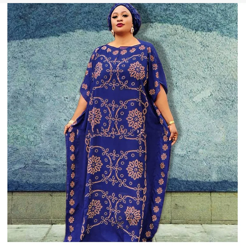 

2 Colors New African Oversize Chiffon Loose Design Diamond Length 140X155cm African clothing robe kenga long