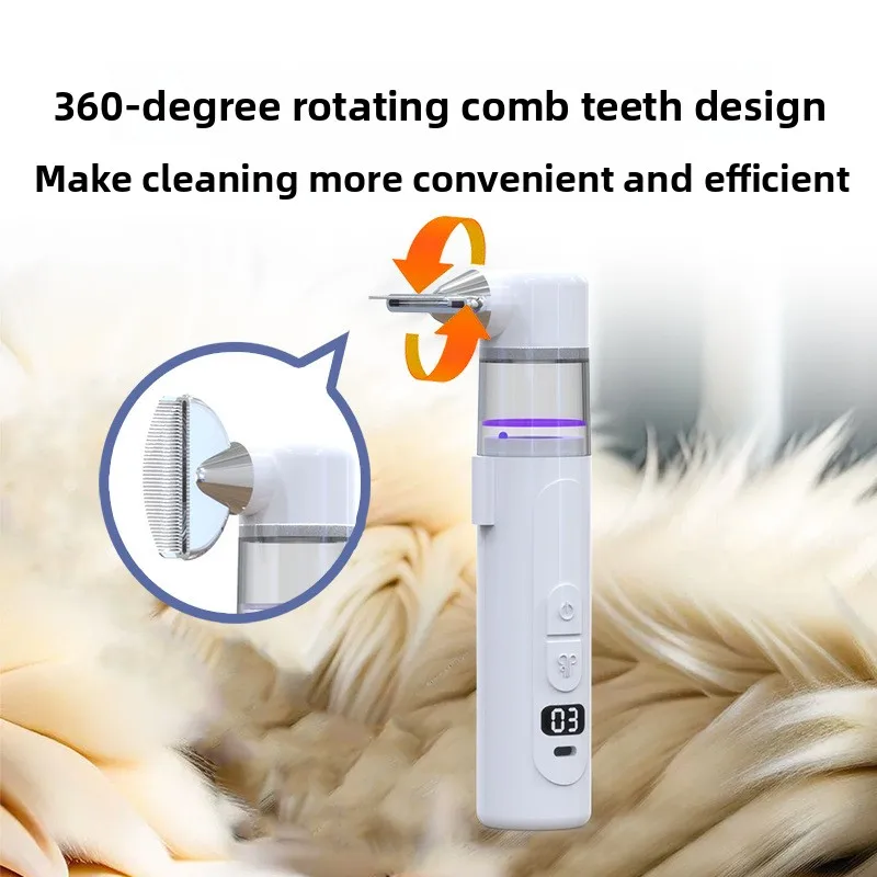 2 in 1 Electric Pet Flea Comb Hair Detangler Suction Grooming Tool For Cats Dogs Anti Parasite Lice Removal USB Rechargeable view 2