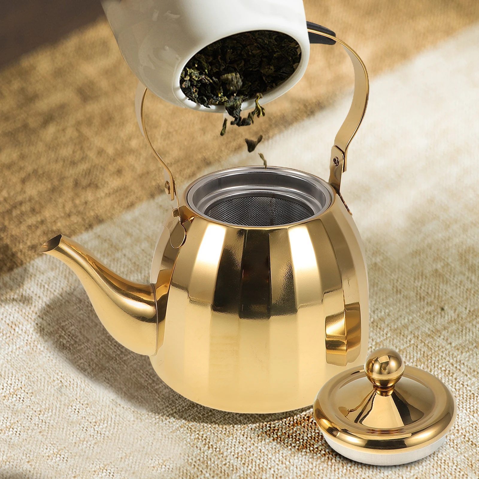 

1.5L Stainless Steel Teapot For Home Restaurant Handle Fast Heating Outdoor Camping Coffee Pot With Strainer Stovetop