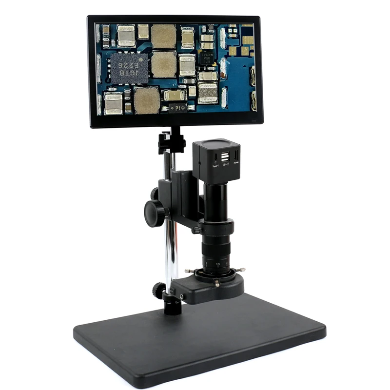 Zoom 180X 200X 55MP HDMI USB Typec PC Industrielle Mikroskop Kamera 11,6 LCD Monitor + Aufhänger Ständer PCB Reparatur Löten Werkzeug Kit