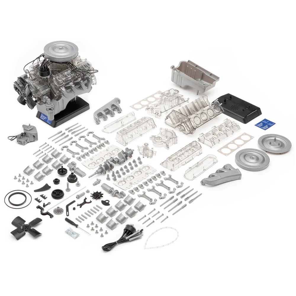 V8 Engine 200+ Parts 1:3 Mini Engine Model DIY Assembly Kit Car Engine Simulation Startable Model Toys