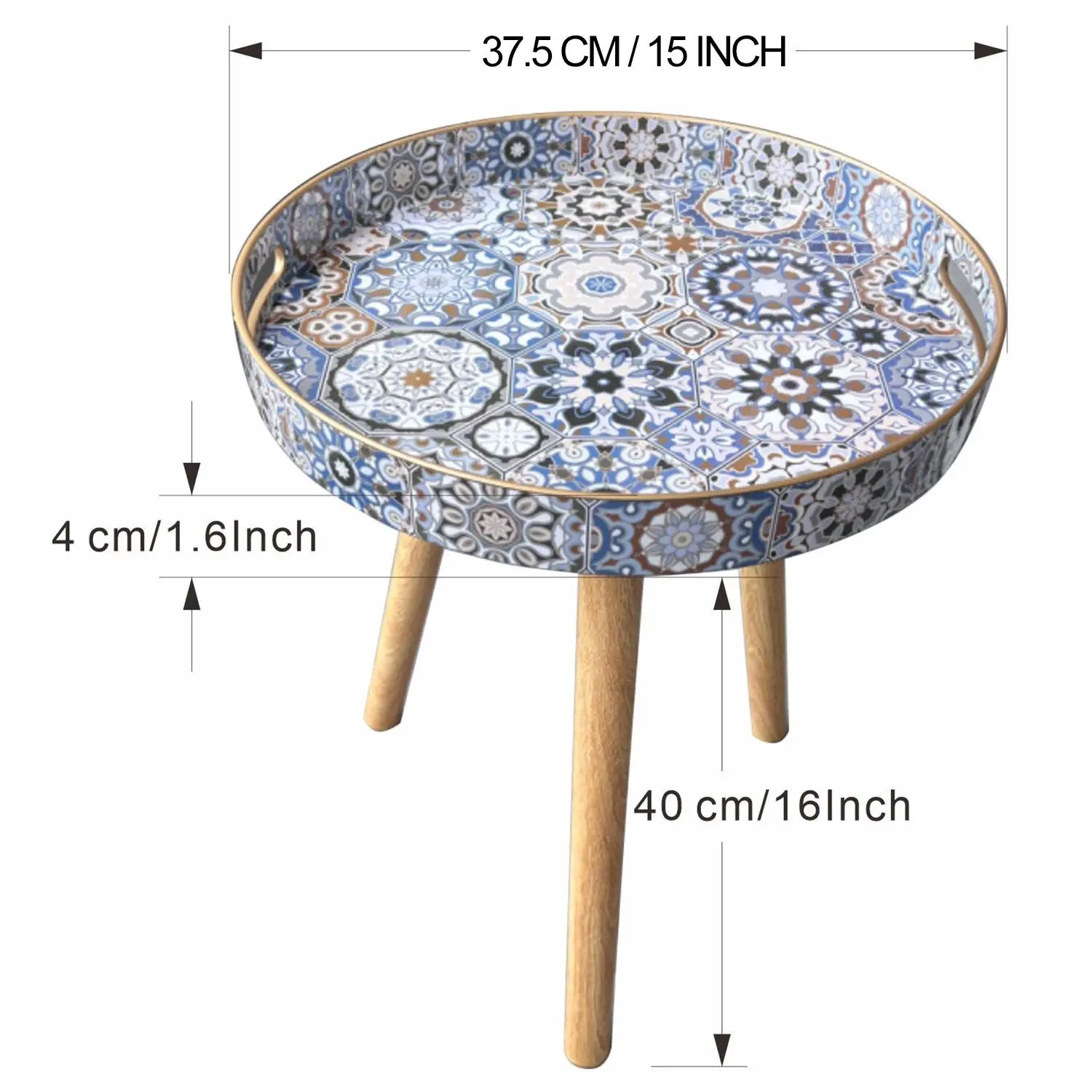 Small Side Table Removable Wooden Legs Boho Style Coffee Table Tea Outdoor End Tables