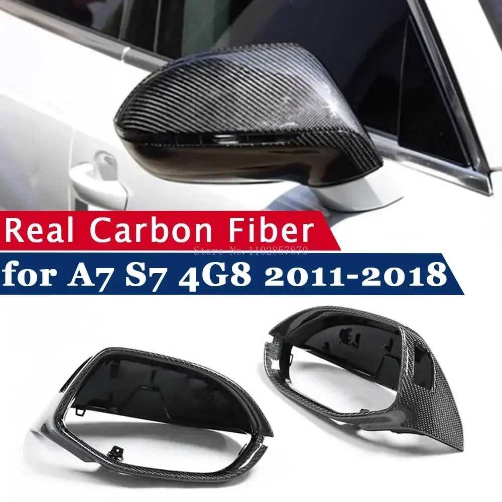 Rearview Mirror Cover for Audi A7 S7 RS7 4G8 2011-2018 Real Carbon Fiber Side Mirror Shells Frame Replacement Protector