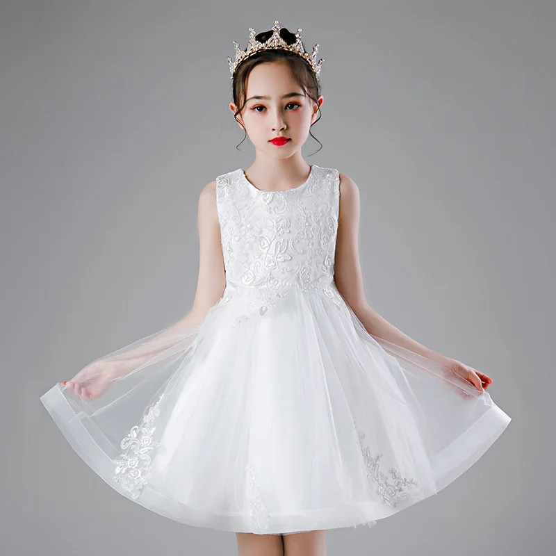 Girls' summer dress 2022 new girls' fluffy yarn princess dress flower girl piano performance dress