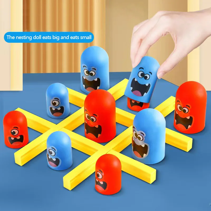 Children's nesting dolls, checkerboard puzzle toys, fun eating games, thinking logic training for two people Battle