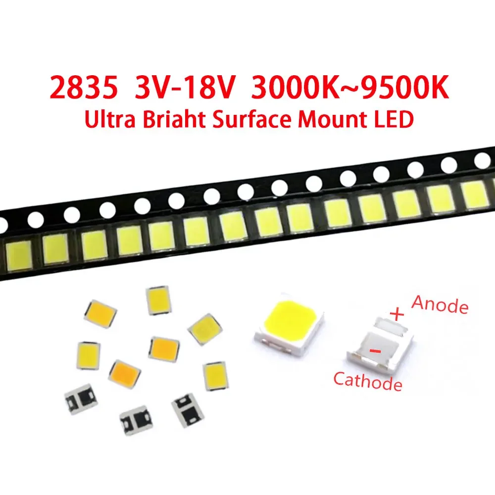 SMD led 2835 1W High Brightness White 3V 6V 9V 18V 36V 350mA 150MA 100MA 30MA 60MA 50MA 3000K-6000K led diode