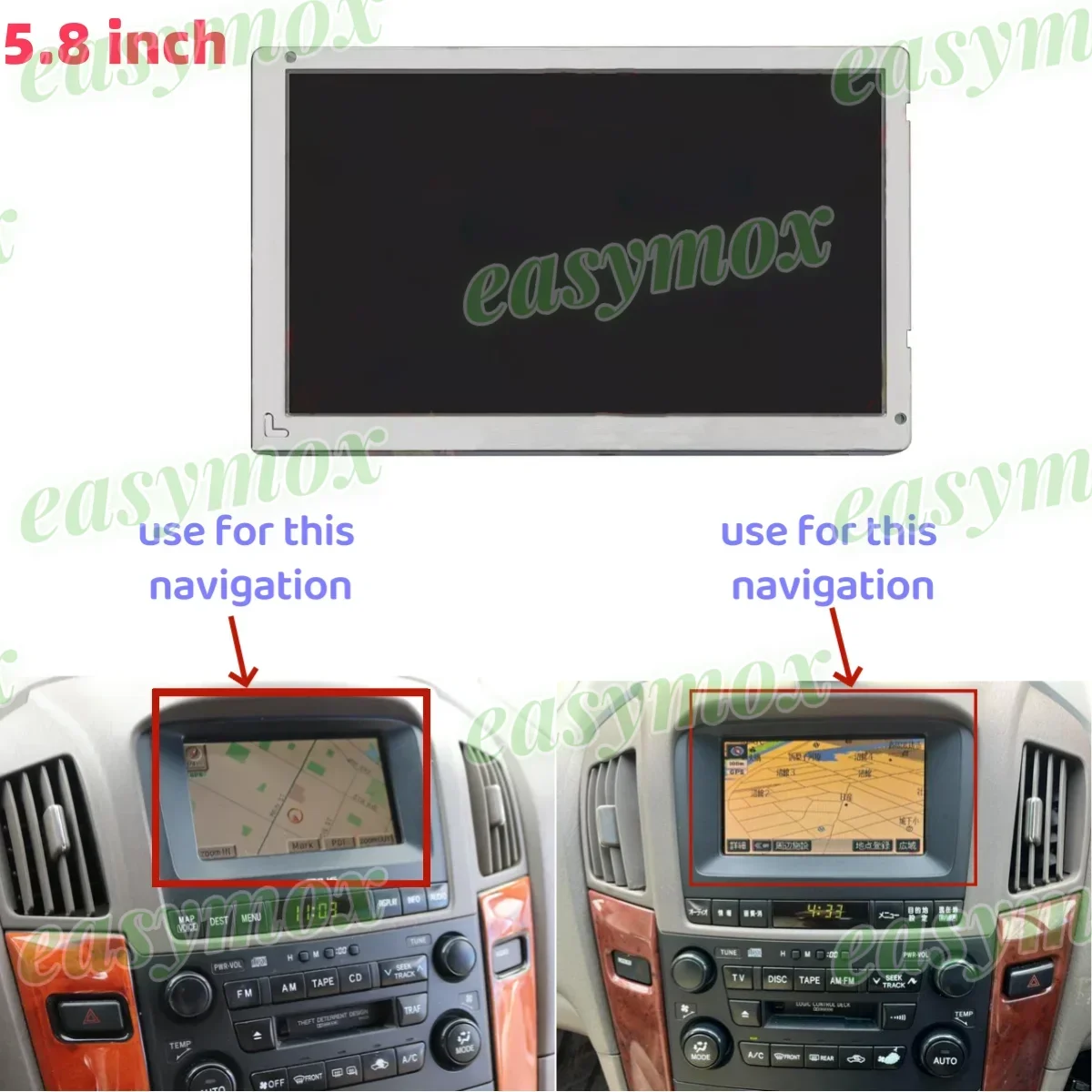 

LCD Display for Lexus Rx300 2002 for Toyota Harrier 2001- 2003 Head Unit Stereo Radio Infotainment Screen LQ058T5BA01 Repairment